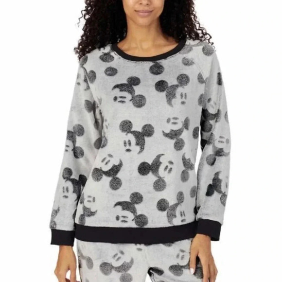 Disney Mickey Fuzzy Fleece Pullover Sweatshirt PJ Top - Picture 1 of 7
